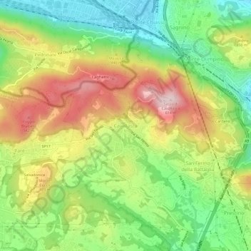Mapa topográfico Cavallasca, altitud, relieve