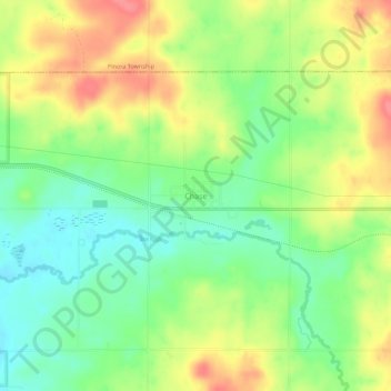 Mapa topográfico Chase, altitud, relieve