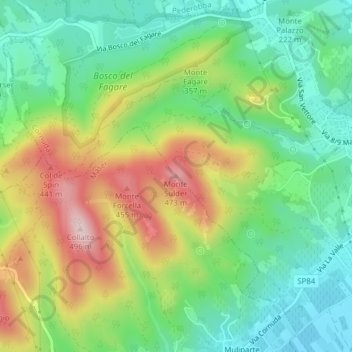 Mapa topográfico Monte Sulder, altitud, relieve