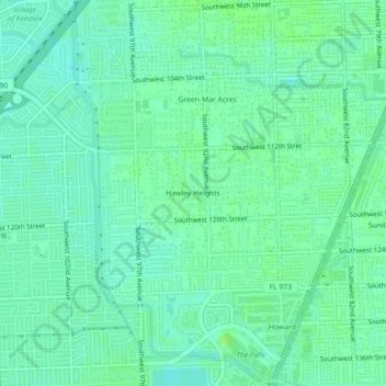 Mapa topográfico Hawley Heights, altitud, relieve