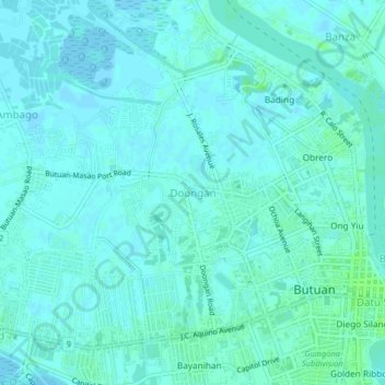 Mapa topográfico Doongan, altitud, relieve
