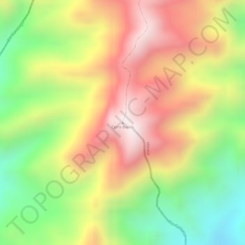 Mapa topográfico Cerro Banco, altitud, relieve
