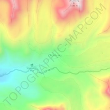 Mapa topográfico Chukhung, altitud, relieve