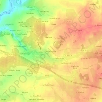Mapa topográfico La Guilbotière, altitud, relieve