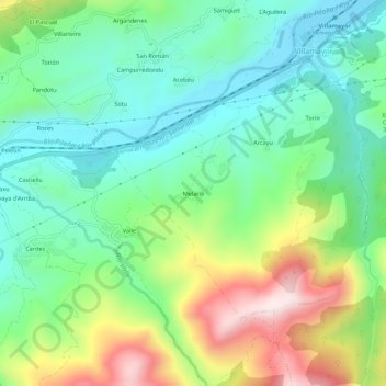 Mapa topográfico Melardi, altitud, relieve