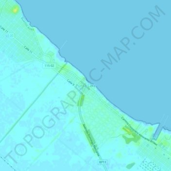 Mapa topográfico Punta Lara, altitud, relieve