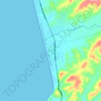Mapa topográfico Olón, altitud, relieve