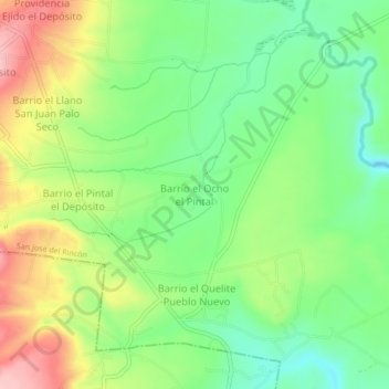 Mapa topográfico Barrio el Ocho el Pintal, altitud, relieve