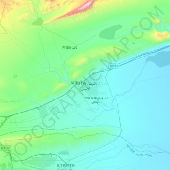 Mapa topográfico Artux, altitud, relieve