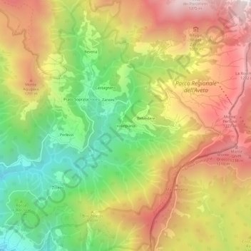 Mapa topográfico Vallepiana, altitud, relieve
