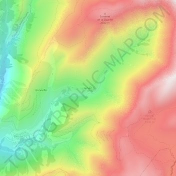 Mapa topográfico Le Sert, altitud, relieve