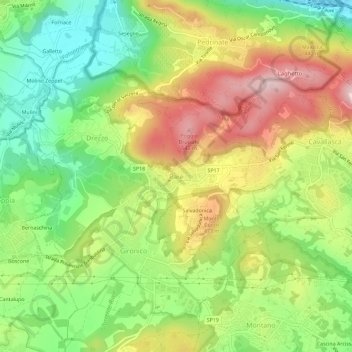 Mapa topográfico Parè, altitud, relieve