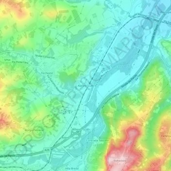 Mapa topográfico Alanno Scalo, altitud, relieve