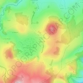 Mapa topográfico Tire Longe, altitud, relieve