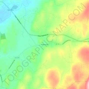 Mapa topográfico Hollowville, altitud, relieve
