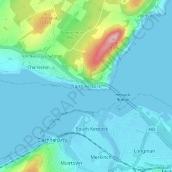 Mapa topográfico North Kessock, altitud, relieve