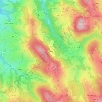 Mapa topográfico Épalle, altitud, relieve