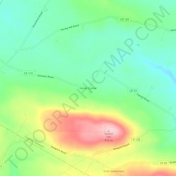 Mapa topográfico Farrel Corner, altitud, relieve
