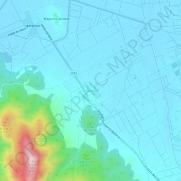 Mapa topográfico Alberese, altitud, relieve