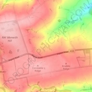 Mapa topográfico Kettlesing, altitud, relieve