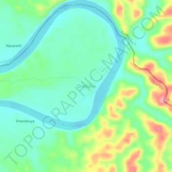 Mapa topográfico Orellana, altitud, relieve