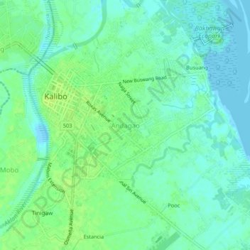 Mapa topográfico Andagao, altitud, relieve