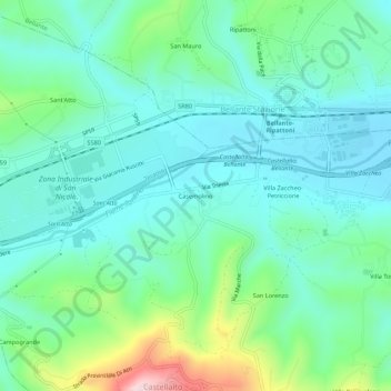 Mapa topográfico Casemolino, altitud, relieve