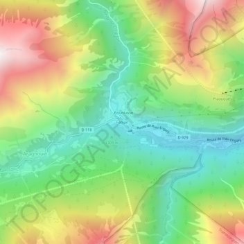 Mapa topográfico Fabian, altitud, relieve