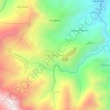 Mapa topográfico Toquian Grande, altitud, relieve