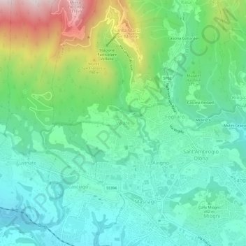 Mapa topográfico Velate, altitud, relieve