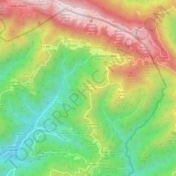 Mapa topográfico Prapotnizza, altitud, relieve