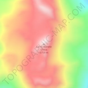 Mapa topográfico Cerro Bonete Chico, altitud, relieve