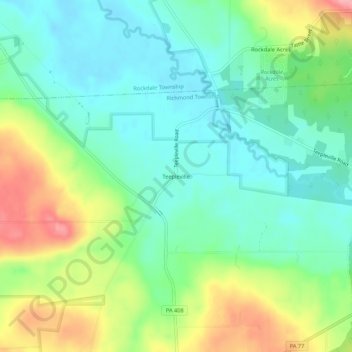 Mapa topográfico Teepleville, altitud, relieve
