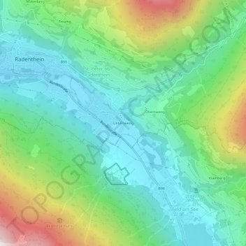 Mapa topográfico Untertweng, altitud, relieve