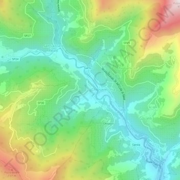 Mapa topográfico Borgoratto, altitud, relieve