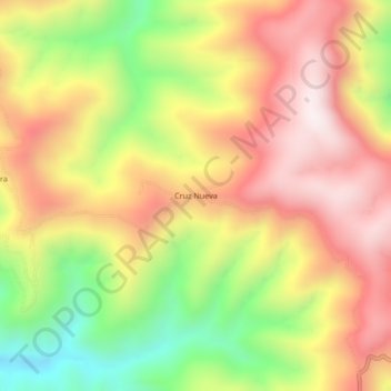 Mapa topográfico Cruz Nueva, altitud, relieve