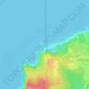 Mapa topográfico Morro Dois Irmãos, altitud, relieve