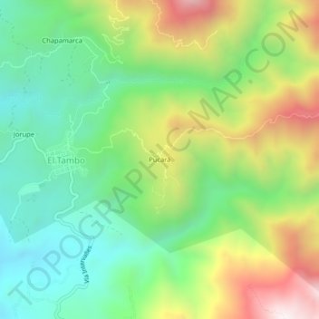 Mapa topográfico Pucará, altitud, relieve