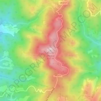 Mapa topográfico Monte Peglia, altitud, relieve