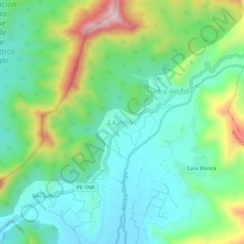 Mapa topográfico La Unión, altitud, relieve