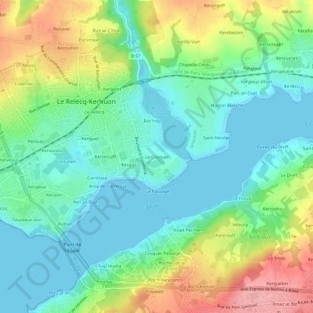 Mapa topográfico Le Cosquer, altitud, relieve