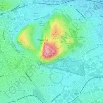 Mapa topográfico Crow Hill, altitud, relieve
