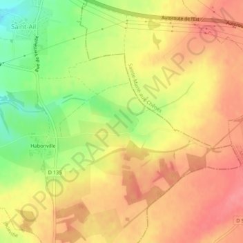 Mapa topográfico Pièce la Bauce, altitud, relieve