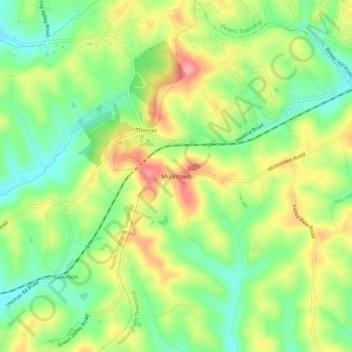 Mapa topográfico Munntown, altitud, relieve