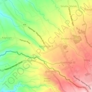 Mapa topográfico Kaytitinga II, altitud, relieve