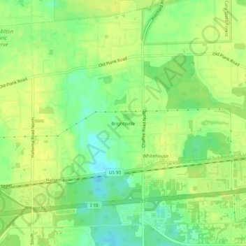 Mapa topográfico Brightsville, altitud, relieve