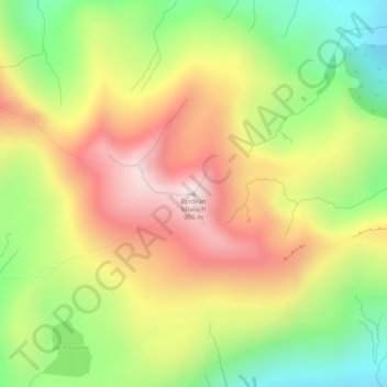 Mapa topográfico Spidean Mialach, altitud, relieve