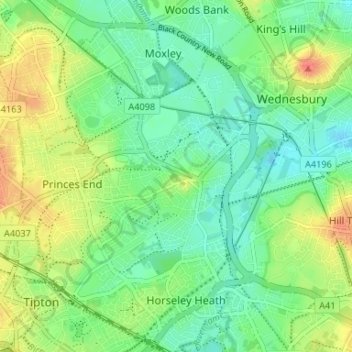Mapa topográfico Ocker Hill, altitud, relieve