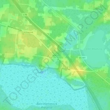 Mapa topográfico Tacoma, altitud, relieve