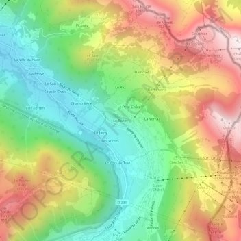 Mapa topográfico Le Roitet, altitud, relieve